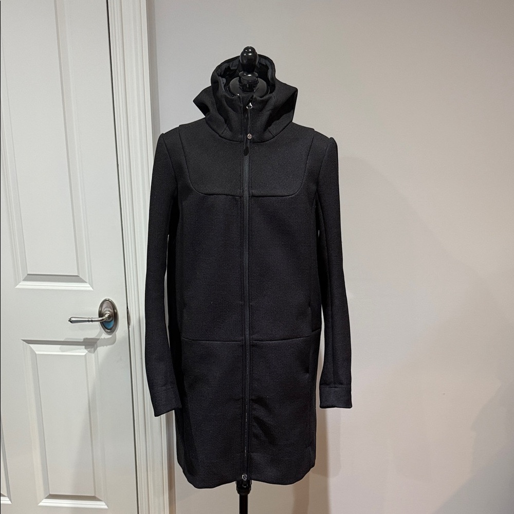 Lululemon City Softshell Black Tweed Sports Activewear Hooded Coat Black Sz 6 8